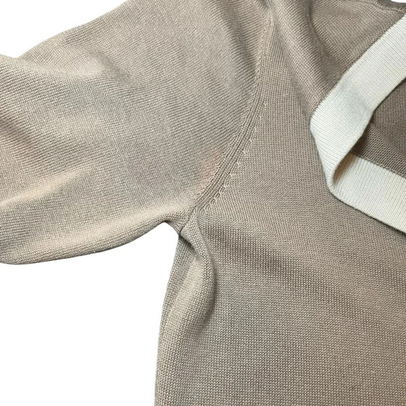 Cabi Genteel Button Front Long Cardigan Beige Ivory Trim Belt Small Neutral Read - Picture 14 of 15